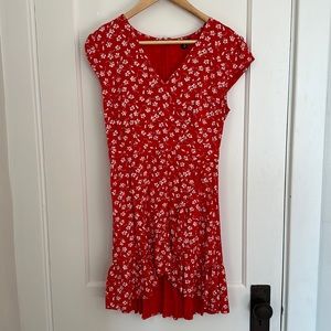 Cap Sleeve Floral Crossover Mini Dress